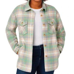 Member's Mark Women's Shacket XS Green Plaid NEW